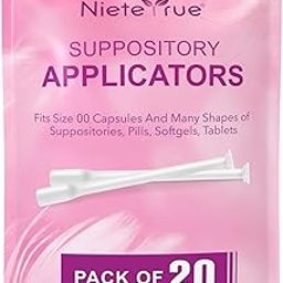 Nieteyrue (20 Packs) Disposable Vaginial Applicators Individually Wrapped Hygienic Fit to Size 00 Cap-sules and Many Shapes of Suppositories, Tablets Feminine Care Applicators from-image-68