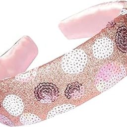 Girls Sequin Hair Band Handmade Trendy Hairbands for Women Girls & Teens Fancy Hair Band (Pink)-image-40