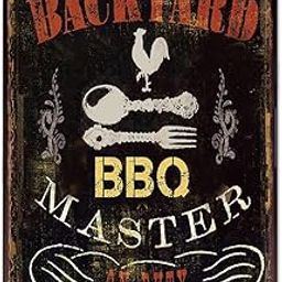 UOOPAI Backyard BBQ Master Metal Tin Sign, Vintage Plate Plaque-image-22