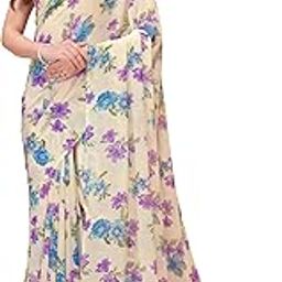 Floral Print Georgette Saree with Unstitched Blouse Piece-13