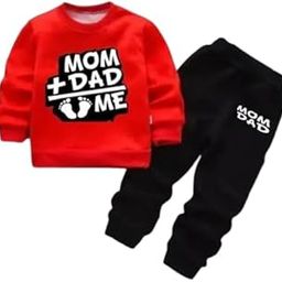 Kids Boys Mom Dad Printed Cotton Blend Top & Bottom Clothing Set-image-41