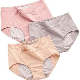 Women Cotton Double Layer Leak Proof Sanitary Menstrual Period Panty with Front Secret Pocket Mid Waist Panty. Pack of 2 (Multicolor)-picture-3