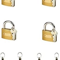 SAI PRASEEDA 25 MM Rectangular Gold Color Locks_ Pack of 4_Metal Body_2 Keys and 1 Key Chain with Each Lock_Locks for Doors_Gates_Shelves_Luggage Bags LK 2-picture-33