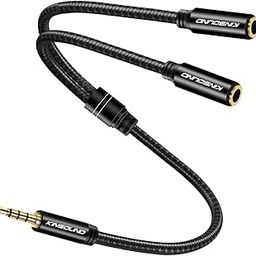 Kinsound Headphone Splitter, 3.5mm TRRS Stereo Adapter Dual Headphone Auxiliary Splitter Support Mic & Audio Compatible with Smartphone, Tablet, Laptop-picture-24