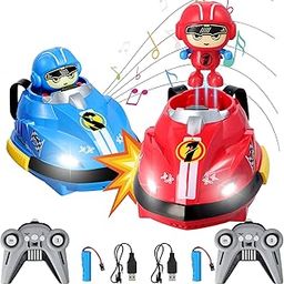 Litinliv Set of 2 RC Bumper Cars with Ejectable Robots, LED and Rechargeable Battery, Interactive Toy for Children Boys and Girls, Gift for 4 5 6 7 8 9 10 Years Old-22