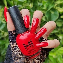 MI FASHION Super Glam Shine Nail Polish|Rosso Corsa Venetian Red|Waterproof Bold & Classic Color For Every Look Top Coat 12ml Bottle (Set-1)-36