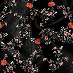 Soimoi Heavyweight Cotton Poplin Fabric Material, Black - Florals Printed-42 Inch Width, Natural Cotton Material for Quilt Making, Dresses, Skirts, Pajamas, Pillowcases, Tablecloths, Kurtis, 1 Meter-image-4