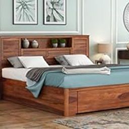 Mp Wood Furniture Sheesham Solid Wood Ferguson Hydraulic Bed with Storage Queen Size Bed for Beautiful Bedroom (Queen, Honey)-3