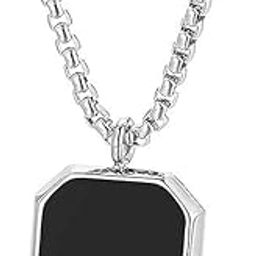 Men's Jewellery Black Silver Pendant Chain For Men Boys Geometric Stainless Steel Midnight Charisma Locket Neck Chain for Men | Jewellery Accessories for Boys |Gift For Husband Boyfriend-image-77