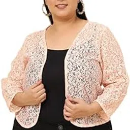 unaone Women Cotton Graphical Lace Cover Up Shrug Cardigan-picture-2