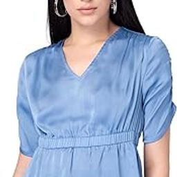 Women's Regular Fit Pastel Blue Textured Peplum Top-image-54