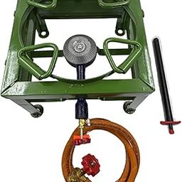 Amaru Single Burner Iron Square Round Ring Chulha Canteen Bhatti Commercial Gas Stove - Multy, Manual With All Accessories (Medium-12x12x9)-image-99