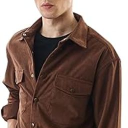 Mens Shirt | Textured Corduroy Design | 100% Cotton Fabric with Spread Collar & Button Cuffs | Regular Fit Casual Wear with Flap Pockets-picture-5