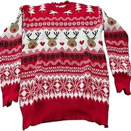 Christmas Sweater Round Neck Jumper Tops Pullover Top for Christmas S|1 Sweater|Clothing Shoes & Accessories-image-47