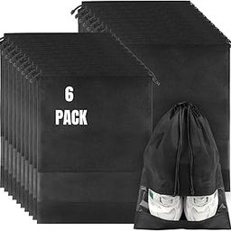 Travel Shoe Bags – Set of 6 Waterproof Dustproof Shoe Organizers with Drawstring & Transparent Window – Foldable Shoe Storage Pouches for Men & Women – Black, Grey, Maroon-image-24