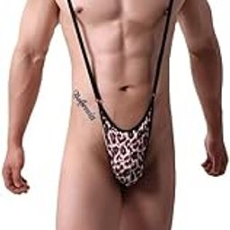Men's Leopard Print Thong, Breathable Cotton Blend, Lightweight & Unrestricted Fit, Unlined Design for Honeymoons, Honeymoon-Ready Fashion Lingerie White and red-picture-17