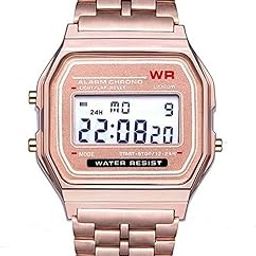Bleaws Stainless Steel Premium Brand Digital Rosegold Vintage Square Dial Unisex Wr70Ist Watch for Men Women Pack of 1 (Wr70-Rosegold), Rose Gold Band-picture-45