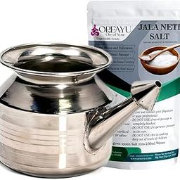 Steel Neti Pot/Neti Lota Big Size for Neti and With 200 Gm Neti Salt, Nose Irrigation and Cleaning (650 ml)-16