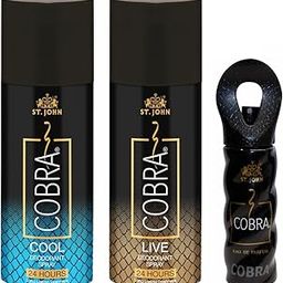 ST.JOHN COBRA Deodorant and Perfume for Men and Women - Long Lasting Protection, Live & Cool Limited Edition (150ml Each + 15ml - Pack of 3)-image-9
