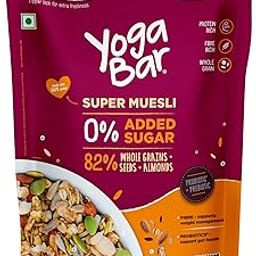 Yogabar Super Muesli, No Added or Hidden Sugar, Breakfast Muesli with Probiotics & Prebiotics, 82% Whole Grains + Seeds + Almonds, 700g-10