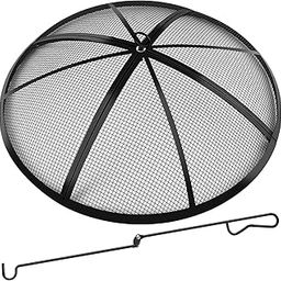 Fire Pit Screen 22 Inch Round, Heavy Duty Collapsible Outdoor Fire Pit Spark Screen with Handle & Poker Mesh Fire Pit Screen Easy-Opening Mesh Fire Pit Lid for Outdoor Patio Backyard-picture-18