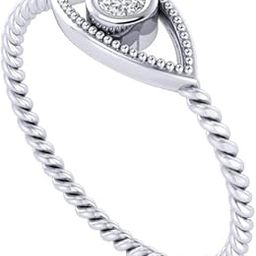 Rhodium Plated Pure 925 Sterling Silver Evil Eye Ring | Diamond Ring for Women and Girls | Model RSW01535-2