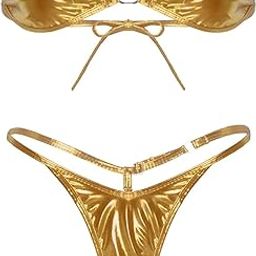 Women's Shiny Faix Leather Bikini Set-picture-8