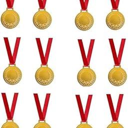 Kesora® Customized 1st Medal's | Designed Medals for Sport Competition Medals/Functions Medals/Throw Ball Medal/Cricket Medals/Volley Ball Medals (Golden, 12 Medals with RED Ribbon)-image-96