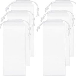 HARFINGTON 6pcs Umbrella Bags 9.8" x 3.9" Waterproof Folding Portable Storage Bag Reusable Wet Umbrella Sleeves with Drawstring for Outdoor Carry Travel Home Storage, White-image-69