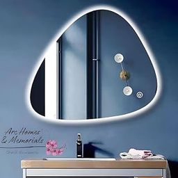 ARC homes Modern Glass Led Mirror with Touch Sensor (Dimmer + White Natural & Warm Light) 23 x 24 Inch | Wall Mirror for Bathroom Mirror with Led Lights (Unframed)-image-55