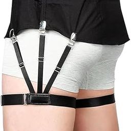 Shirt Stays for Men Belt Upgrade Adjustable Elastic Garter Military Shirts Holder with Non-slip Locking Clamps (Free Size, Black, 1 Pair)-image-64