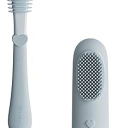 TRUSTIFY Baby Finger Toothbrush & Tongue Oral Cleaner Kit | 2 Pcs for 3 Months+, Soft Finger Brush for Infant Oral Care (Cloud)-9