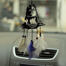 Brijshi Shivji Dream Catcher Car Hanging Emblem Wall Hanging Lord Shiva Handmade Hangings Feather Dreamcatcher for Positive Vibe, Gift, Home Decor, Car, Outdoor, Bedroom, Balcony (Adiyogi)-image-98