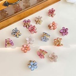 EPARTY 10 PCS Double Side Crystal Flower Hair Claw Rhinestones Alloy Hair Clamp for Girls Sweet Summer Side Clip Hair Styling Accessories, Multicolor-3