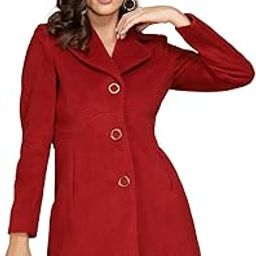 Solid Tweed Regular Fit Notched Lapel Full Sleeves Coat For Women-image-11