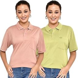 Bharat Women's Casual Regular Fit Solid Polo Neck Cotton Blend Combo T - Shirt I Comfortable and Breathable Western Outfit | Color - Multicolor, Size - S to XXL-picture-14
