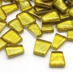 Sweven Art Mosaic Tiles, 12-15mm Size, Irregular Trapezoids, 4mm Thick, Glitter Yellow Color (Pack of 200Gms)-image-77