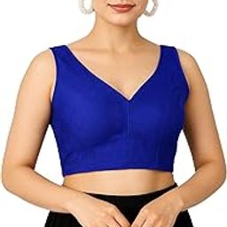 Round Neck Brocade Fabric Half Sleeve Pink Readmade Saree Blouse for Women's-image-98