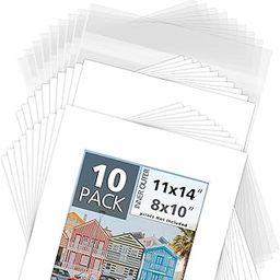 MBC MAT BOARD CENTER, Pack of 10-11x14 Pre-Cut 8x10 - White Mats - for Pictures, Photos, Framing - Kit Includes: 10 White Backboards and 10 Clear Bags - Acid Free, 4-ply Thickness, White Core-image-102