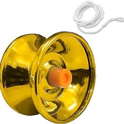 VGRASSP Metallic YoYo Spinner Toy for Kids | Made of Fine Quality High Gloss Metal | with Approx. 1 m Long String | Diameter 5.5 X Height 3.5 CM | - Color As Per Stock (Pack of 1)-29