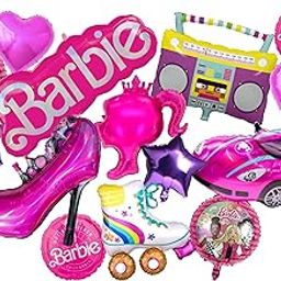 Atpata Funky Barbie Birthday Theme Foil Balloons - for Girl's Birthday & Movie Theme Party Celebration - Barbie Doll Inspired Party Decorations (14pcs Set)-image-30
