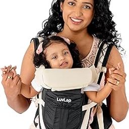 LuvLap Elegant Baby Carrier with 4 carry positions, lightweight & travel friendly, 4-24Month baby, Adjustable New-born to Toddler Carrier with cushioned leg support, Max weight 15Kg (Black)-image-33