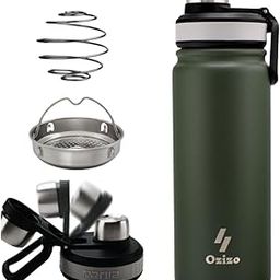 Ozizo 22 oz Stainless Steel Protein Shaker Bottle with Filter and Mixing Ball (Green, 22 oz)-image-24