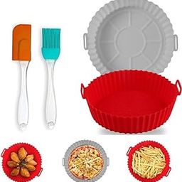 2 Pack Round Air Fryer Tray – Nonstick Crisper Plate Replacement, Compatible with 5.3Qt–6.8Qt Air Fryers, Dishwasher Safe With Spatula & Brush-image-65