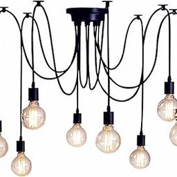 Spider Ceiling Lamp with Pendant Lighting, DIY Lighting Chandelier Adjustable Classic Modern Chic Industrial Dining 8 Arms (Each with 5 Feet Cord)-23