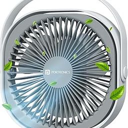 Portronics CoolCube Portable Desktop Fan with 2400mAh Battery, Type-C Charging, 360° Rotation, 3 Speed Modes Up to 2500 RPM, BLDC Motor, Quiet Operation, Up to 3 Hour Playtime, For Home &Office, White-32