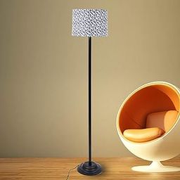 tu casa Floor Lamps Black Metal Base with Black/White Cotton (Flocking Birds Print) Shades for Home Décor, Bedrooms, Living Room, Gifting, Diwali, Dining Space, Study Room, Restaurants (H-56.5")-picture-18