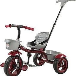 JoyRide Crazy Pro Max Baby Trike|Tricycle with Dual Storage Basket| Parental Handle | Footrest| Safety Belt for Kids|Boys|Girls Age 2 to 5 Years Tricycle (Red)-9