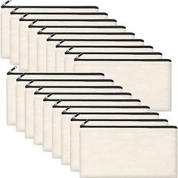 Legigo Zeedix 10 Pack Blank DIY Craft Bag Canvas Pen Case Blank Makeup Bags - Canvas Pencil Bag Cotton Canvas Cosmetic Bag Multi-Purpose Travel Cosmetic Bag, Beige-23