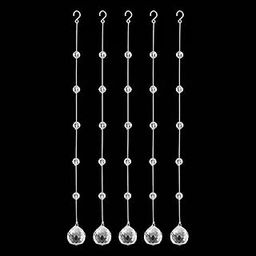 CRYSTA WORLD Crystal Suncatcher Hanging Ornaments, 5 Pieces, Clear Glass Beads with Prism Ball-image-47